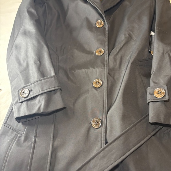 Calvin Klein Ladies'Trench Coat Pockets Removable Hood, Black PL, 4 Buttons, Tie - Picture 16 of 16